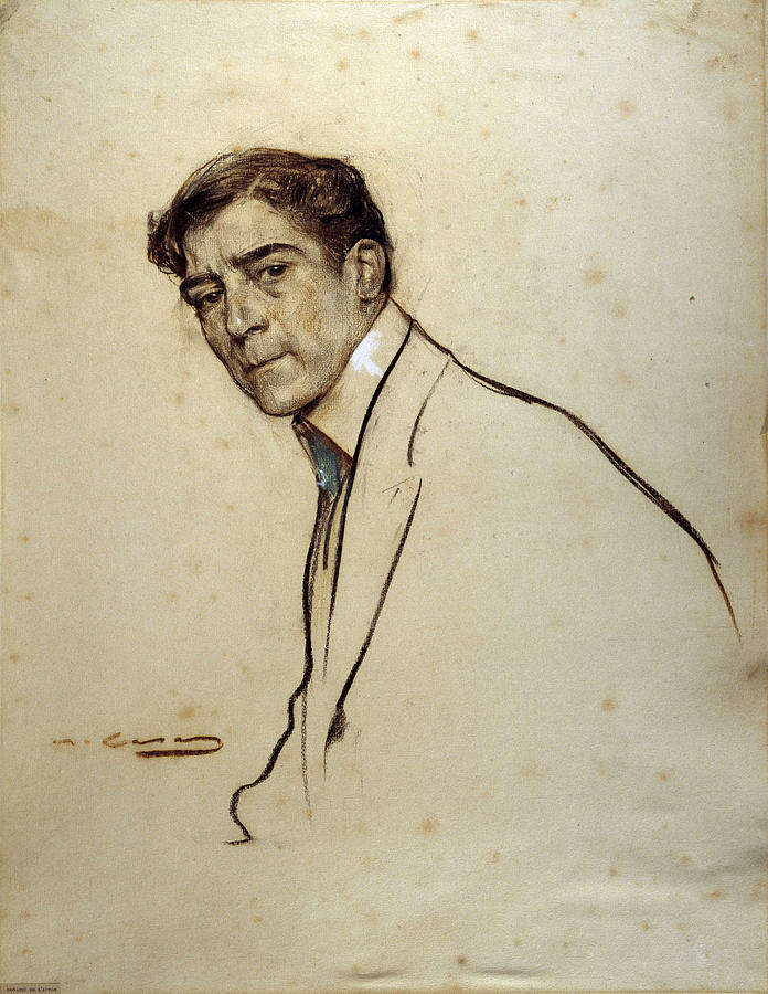 Portrait of Alexandre de Riquer Drawing by Ramon Casas