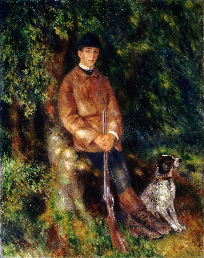Portrait of Alfred Berard with His Dog Painting by Pierre-Auguste Renoir