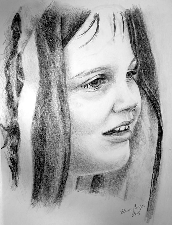 Portrait of Amy Drawing by Elaine Berger