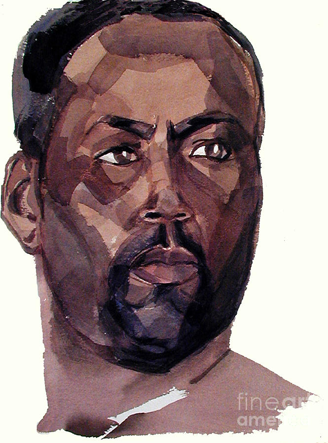 Watercolor Portrait of an Athlete Painting by Greta Corens