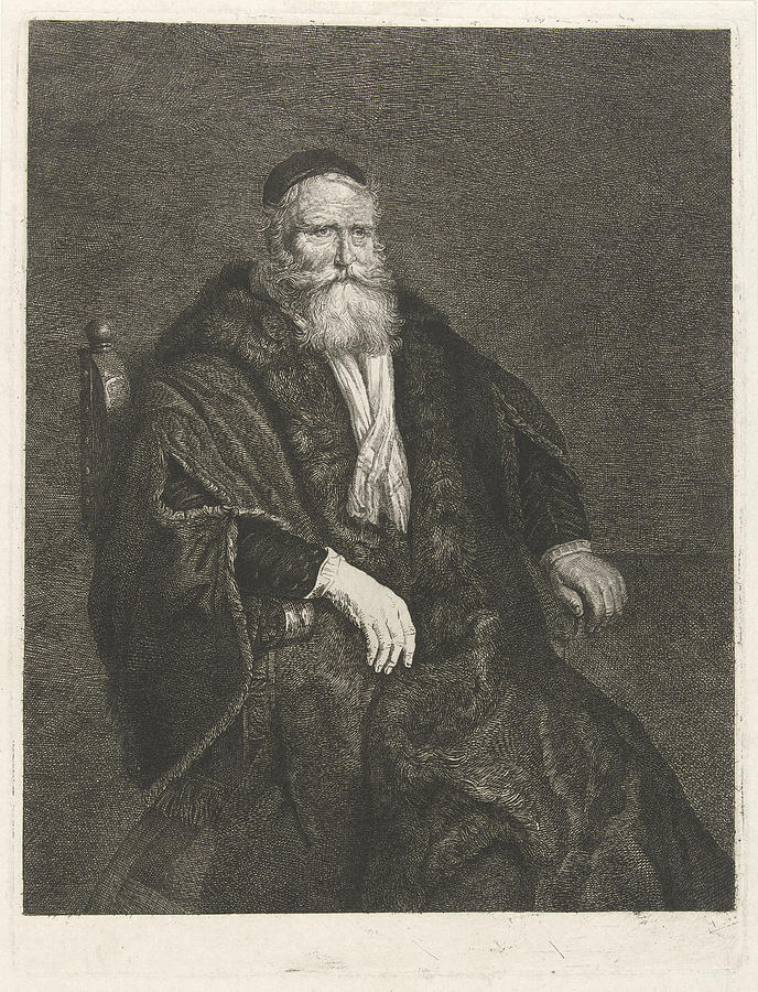 Portrait Drawing - Portrait Of An Unknown Old Man In An Armchair by Johannes Pieter De Frey