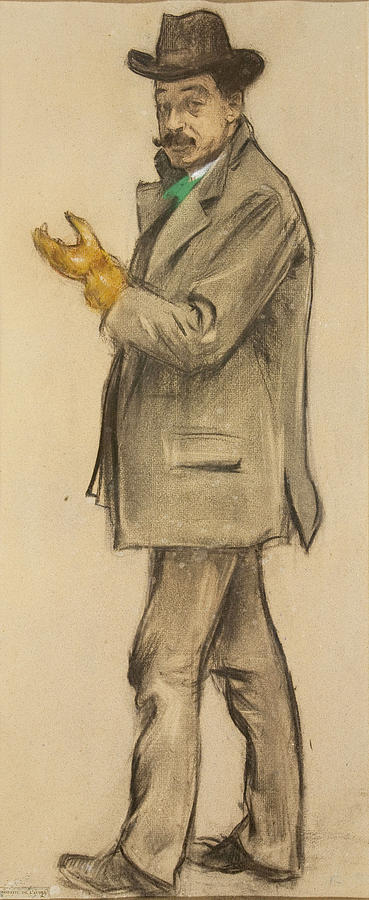Portrait of Antoni de Ferrater Drawing by Ramon Casas