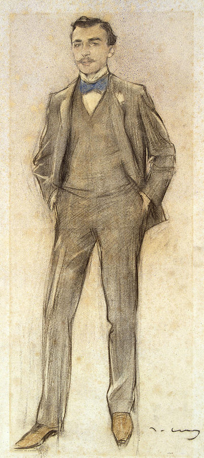 Portrait of Antoni Ribera Drawing by Ramon Casas