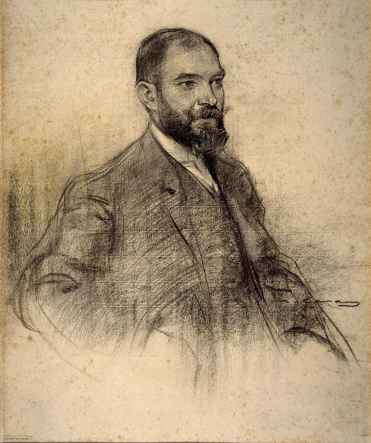 Portrait of Bartomeu Amengual Drawing by Ramon Casas