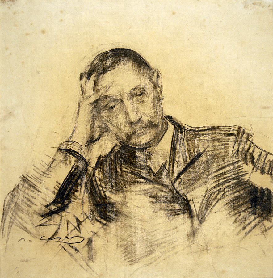 Portrait of Benito Perez Galdos Drawing by Ramon Casas