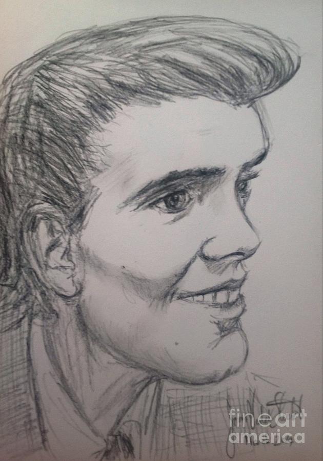 Portrait of Billy Fury Drawing by Joan-Violet Stretch