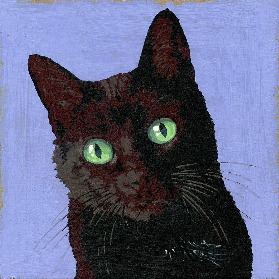Portrait Of Black Cat Painting by Ikon Ikon Images
