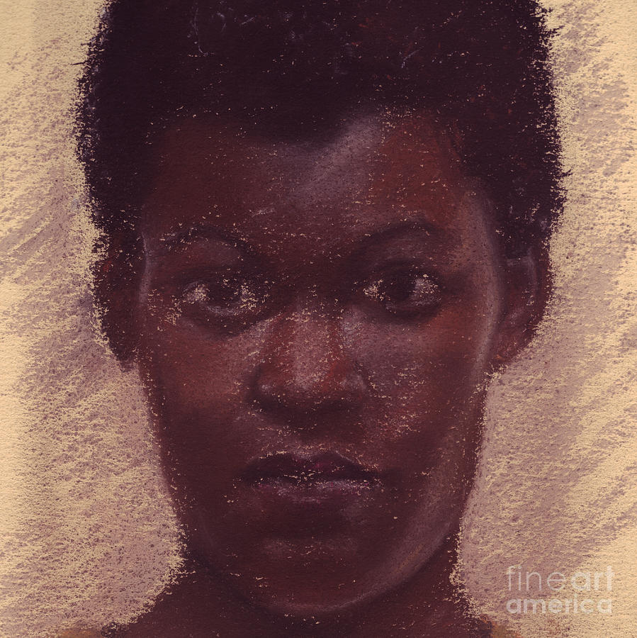 Portrait of Black Girl 3 Pastel by Russell Kightley
