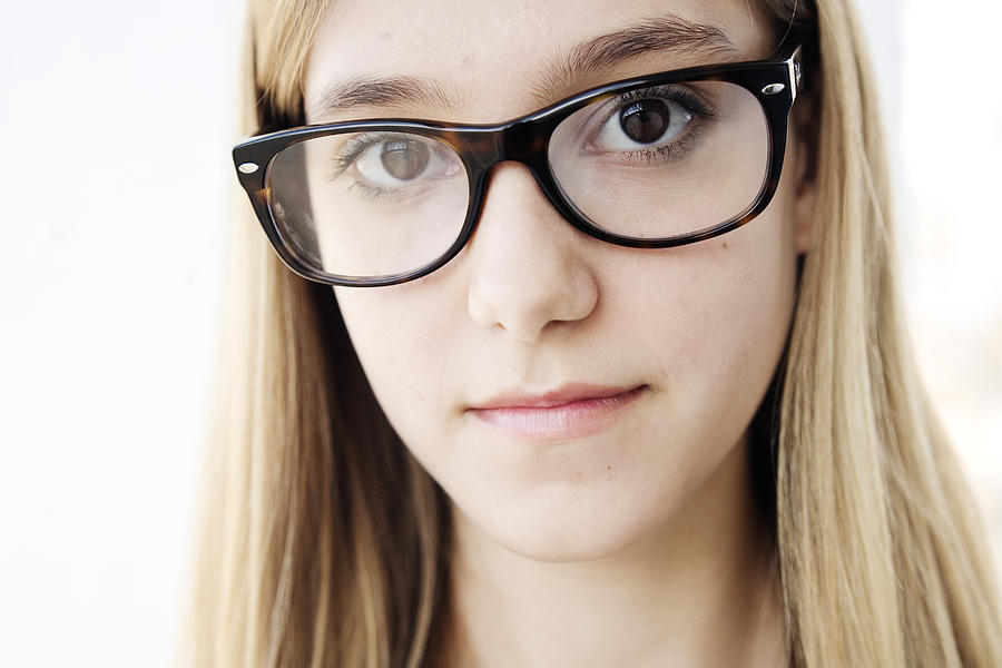 Portrait of Blonde Teenage Girl with Glasses Photograph by Mimi  Haddon