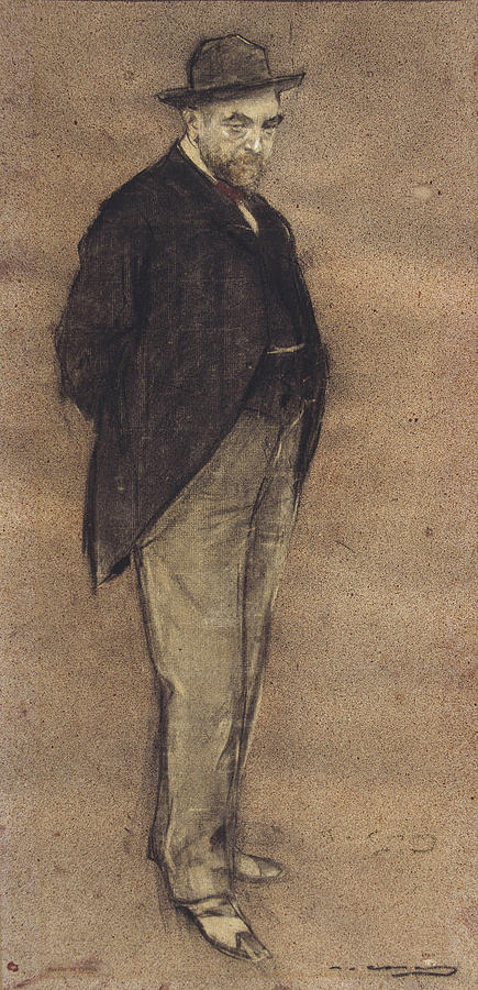 Portrait of Carles Gumersind Vidiella Drawing by Ramon Casas