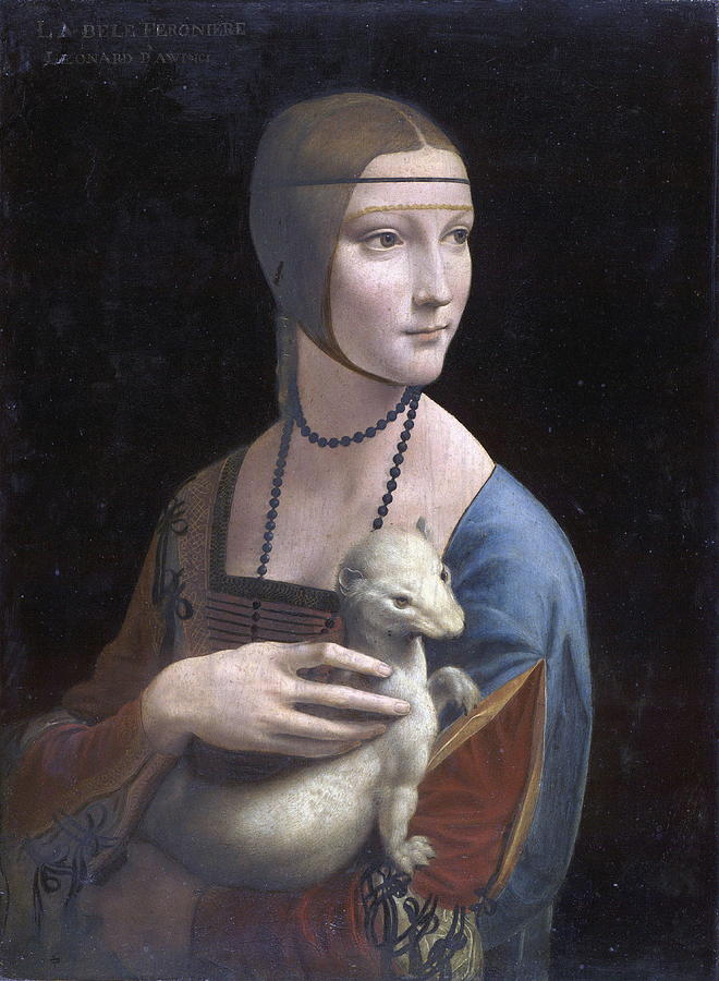  Lady with an Ermine.Portrait of Cecilia Gallerani Painting by Leonardo da Vinci