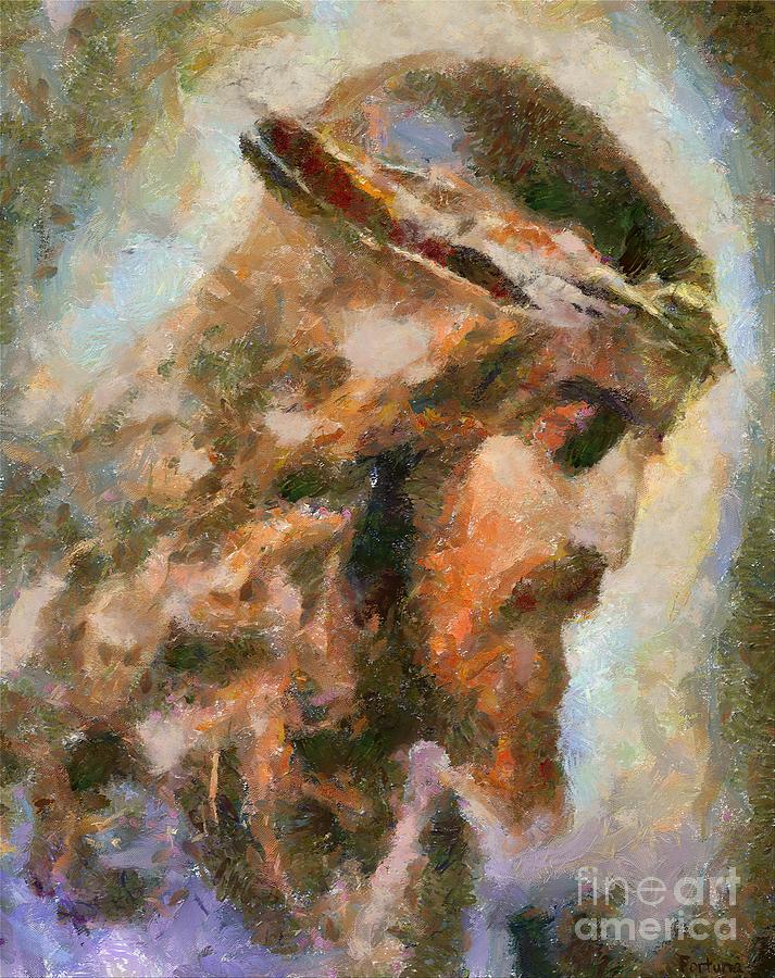 Food And Beverage Painting - Portrait Of Christ by Dragica  Micki Fortuna