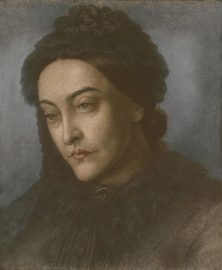 Portrait Of Christina Rossetti, Head Drawing by Dante Gabriel Charles Rossetti
