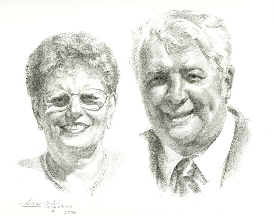 Portrait of couple. Commission. Drawing by Alena Nikifarava