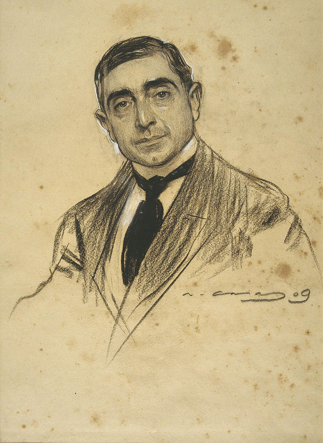 Portrait of Dionis Baixeras Drawing by Ramon Casas