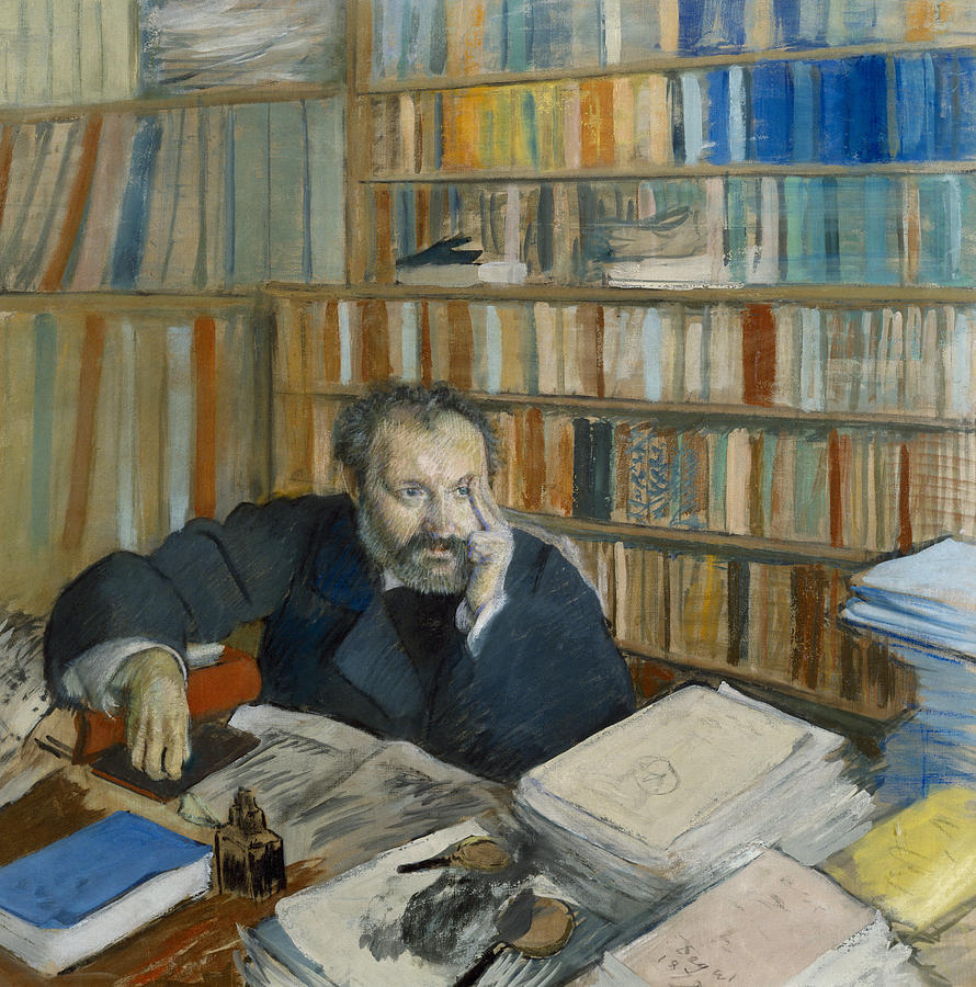 Book Drawing - Portrait Of Edmond Duranty, 1879 by Edgar Degas