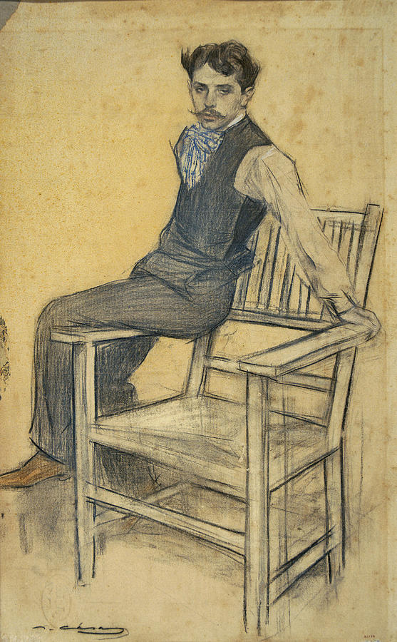 Portrait of Eduard Marquina Drawing by Ramon Casas