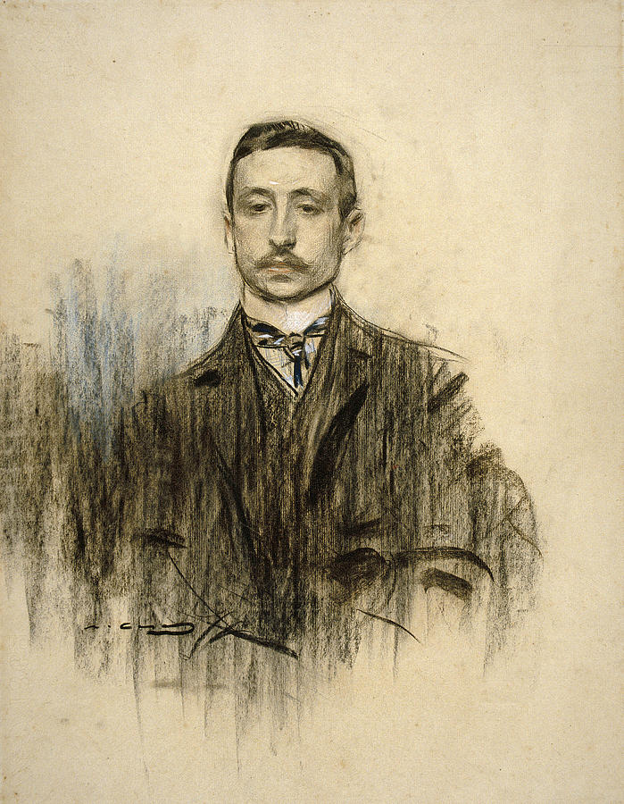 Portrait of Eduardo Chicharro Drawing by Ramon Casas