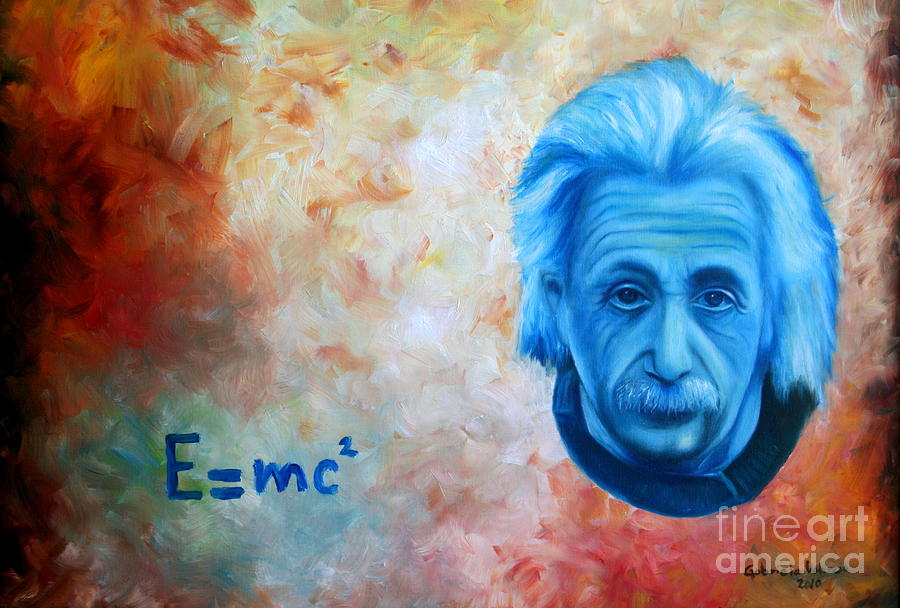 Custom Portraits Painting - Portrait of Einstein by Gabriela Valencia