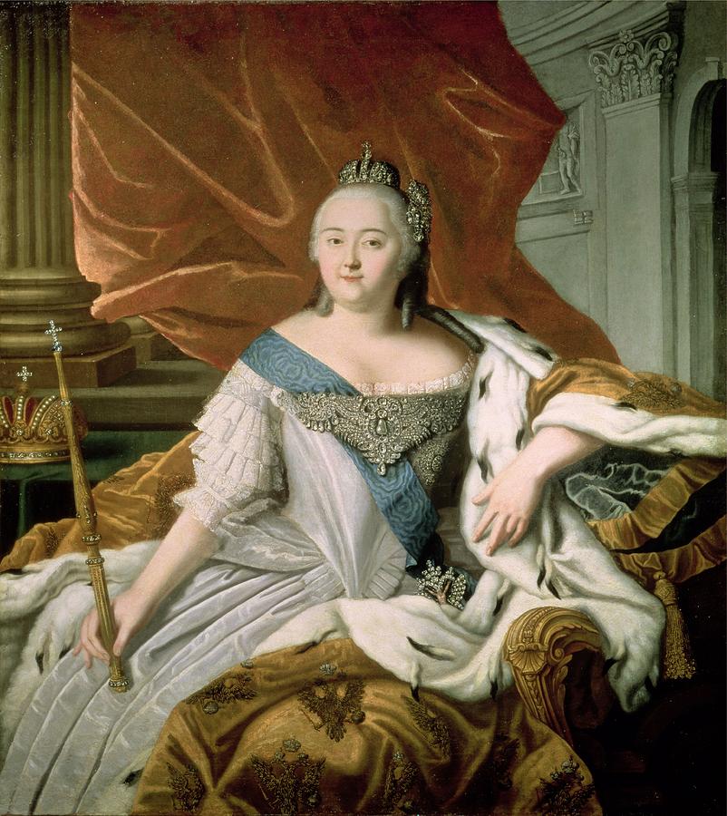Female Photograph - Portrait Of Elizabeth Petrovna 1709-62 Empress Of Russia, C.1750 Oil On Canvas by Russian School