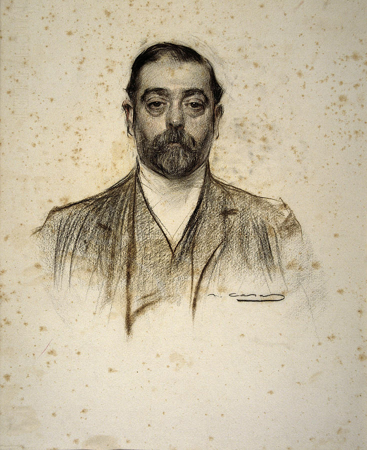 Portrait of Emili Cabot Drawing by Ramon Casas