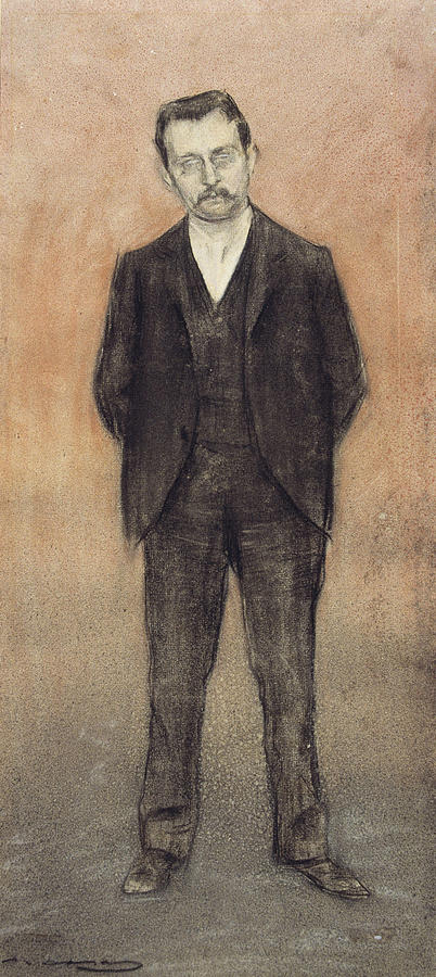 Portrait of Enric Prat de la Riba Drawing by Ramon Casas