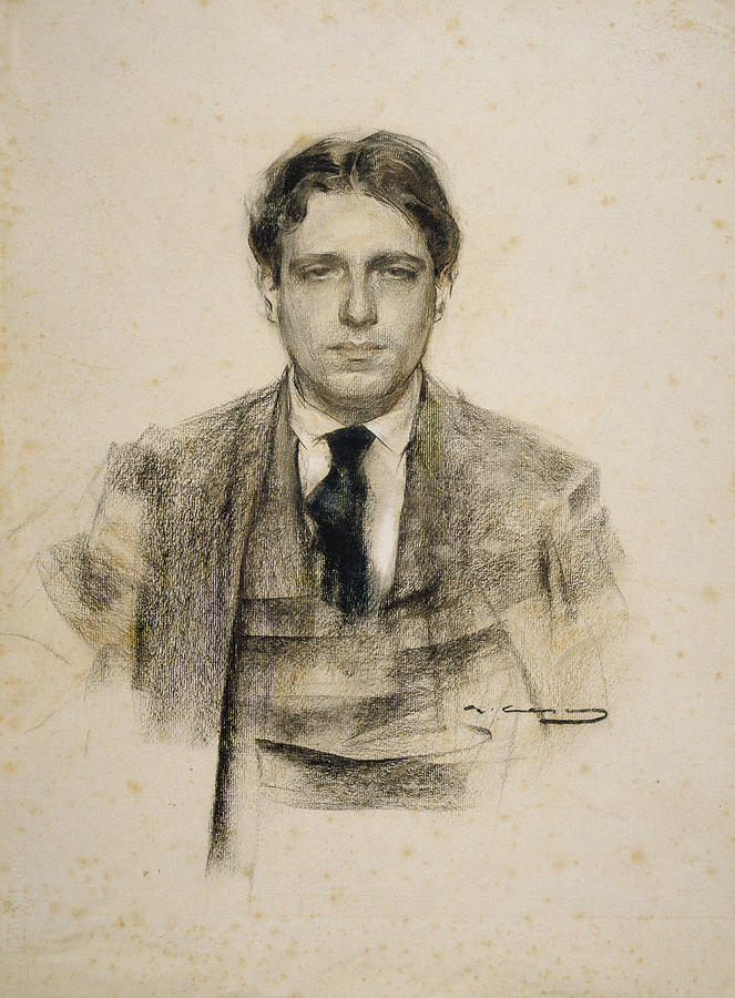 Charcoal Drawing - Portrait of Eugeni dOrs by Ramon Casas