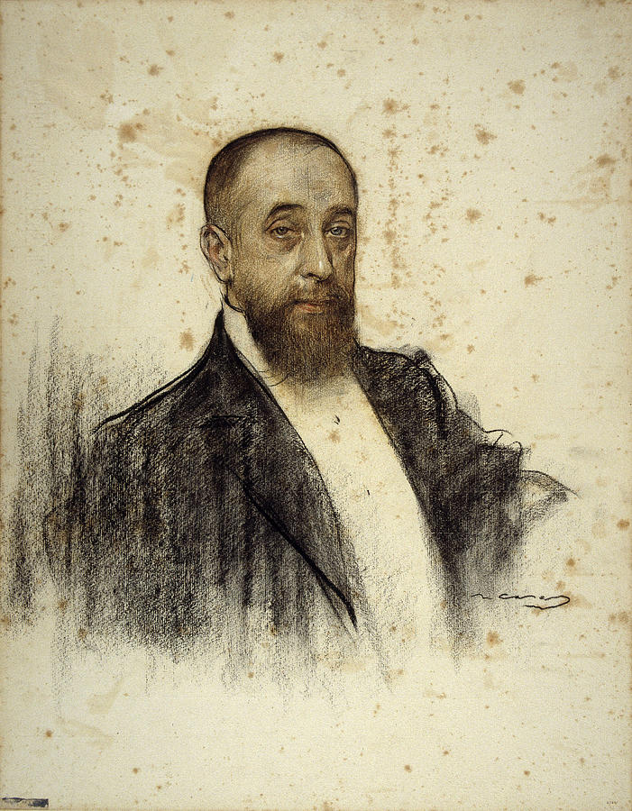 Portrait of Frederic Rahola Drawing by Ramon Casas