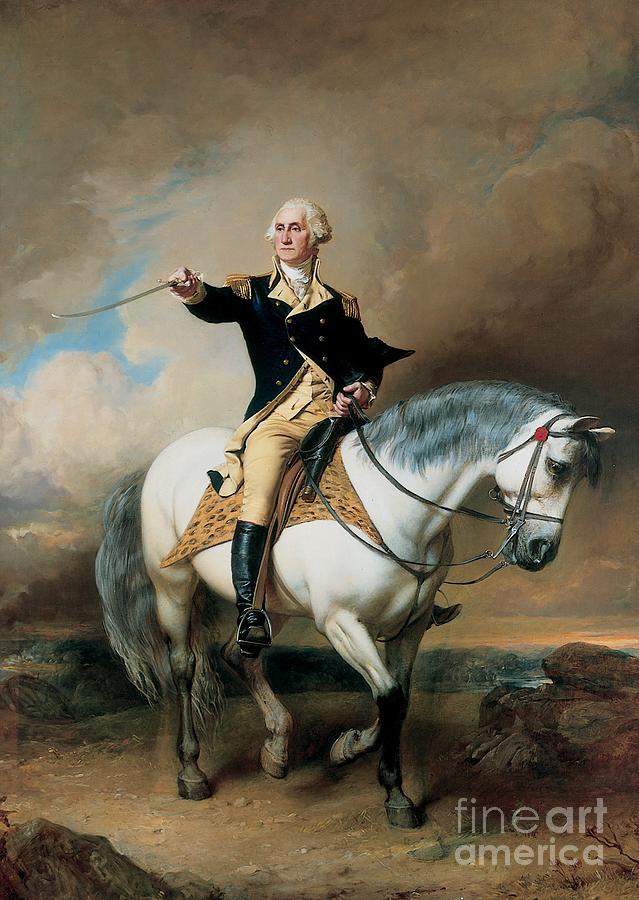George Painting - Portrait of George Washington Taking The Salute At Trenton by John Faed