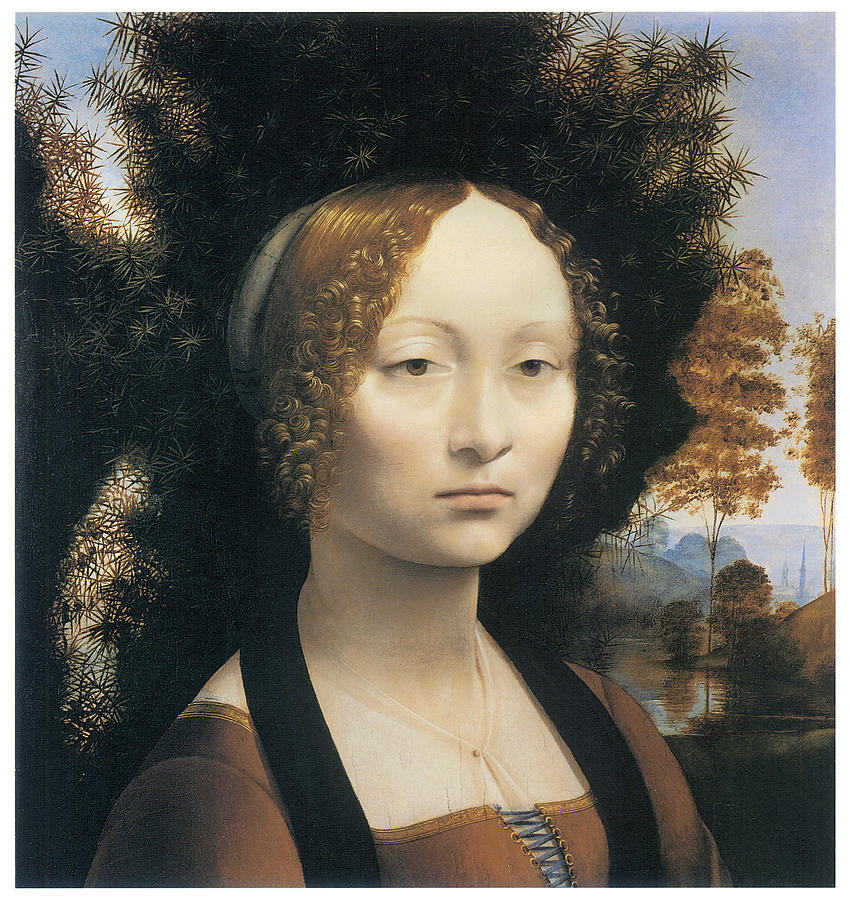 Leonardo Da Vinci Painting - Portrait of Ginevra de Benci by Leonardo Da Vinci