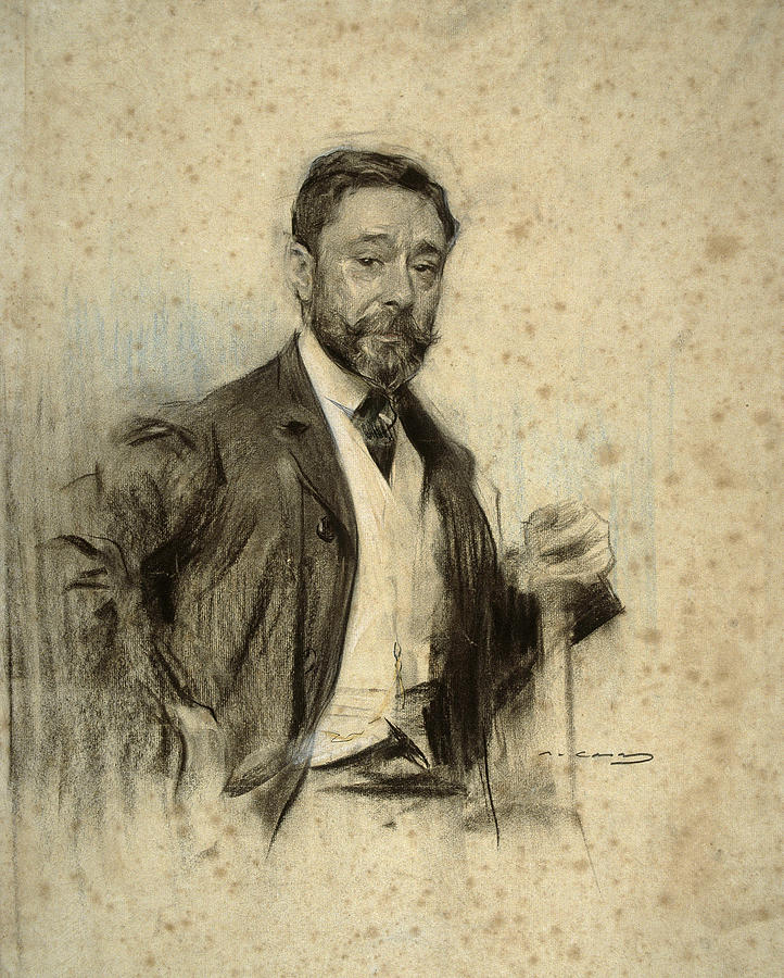 Portrait of Gonzalo Bilbao Drawing by Ramon Casas