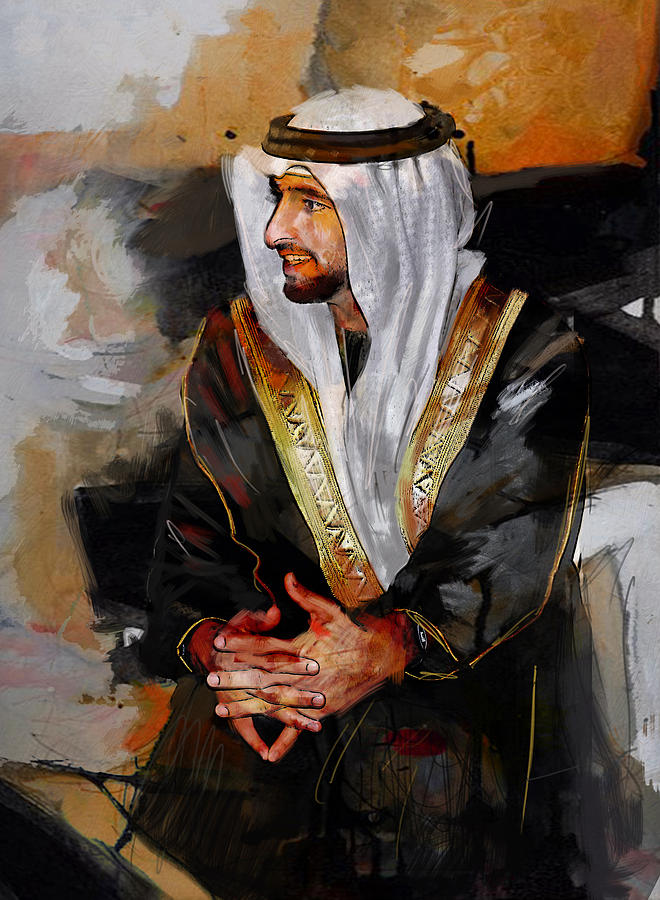 Uae President Painting - Portrait of Hamdan bin Mohammad bin Rashid al Maktoum 2 by Maryam Mughal