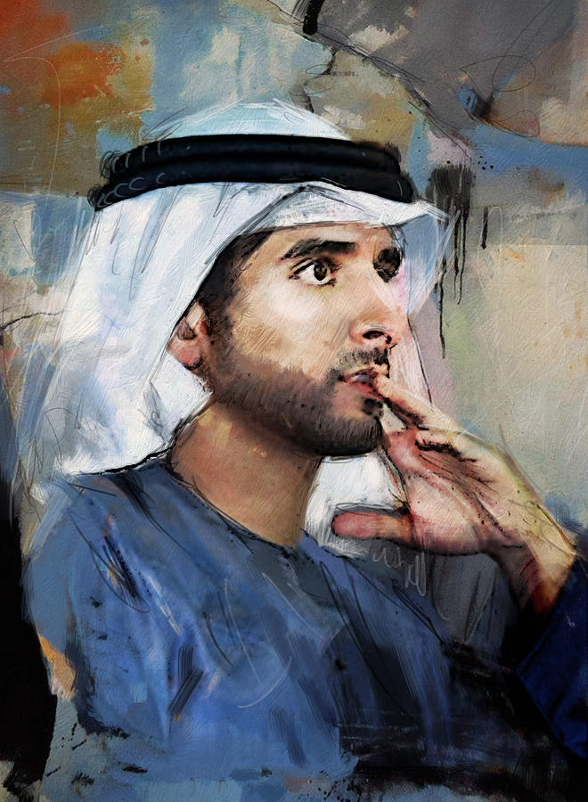 Portrait of Hamdan bin Mohammad bin Rashid al Maktoum Painting by Maryam Mughal