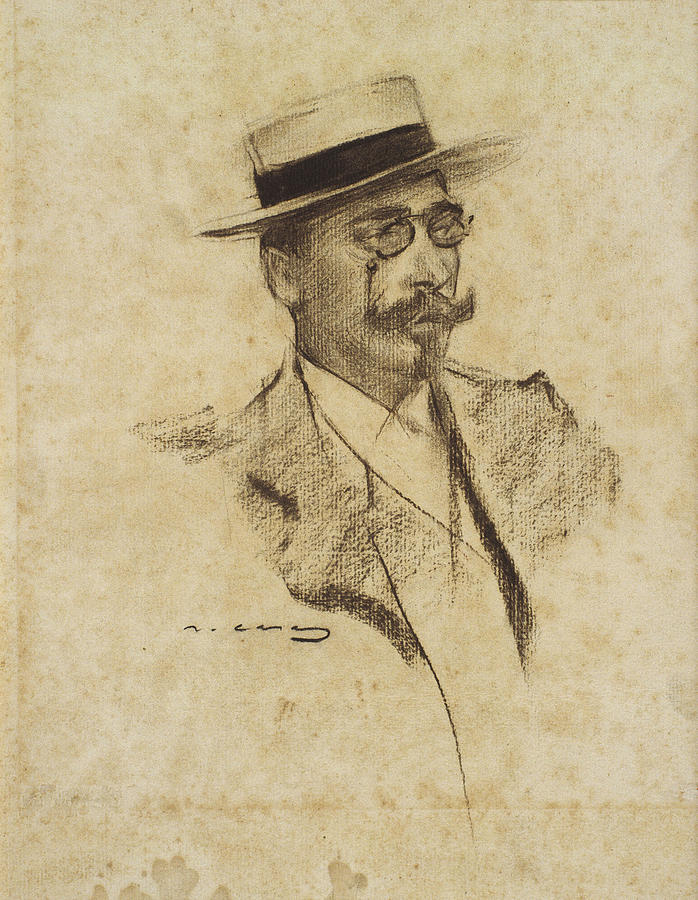 Portrait of Henri Francois Roujon Drawing by Ramon Casas