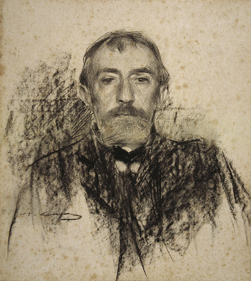 Portrait of Henry Lerolle Drawing by Ramon Casas
