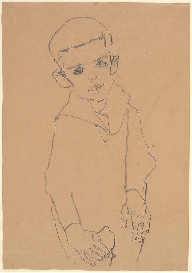 Egon Schiele Drawing - Portrait Of Herbert Rainer by Egon Schiele