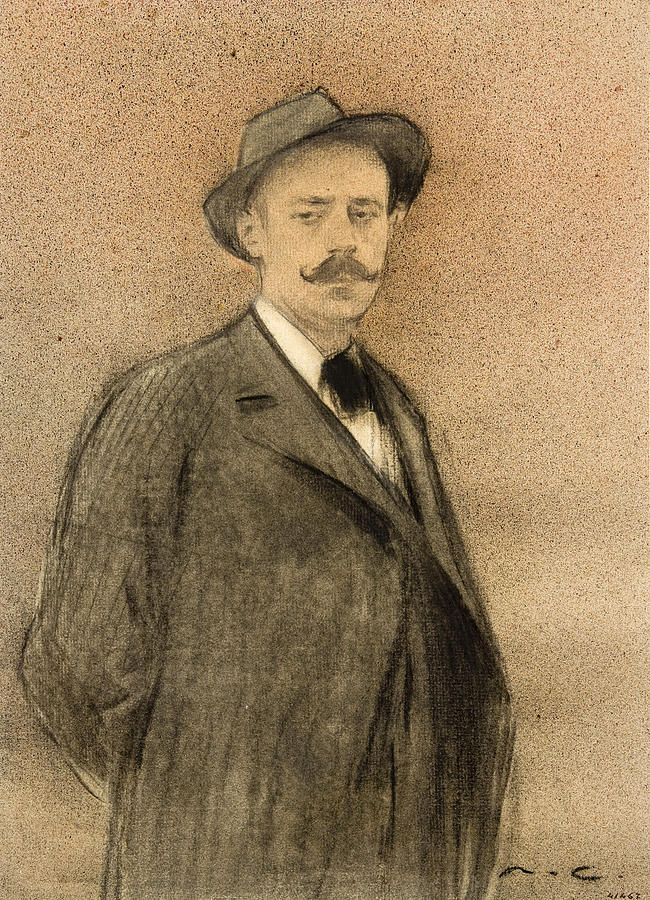 Portrait of Ignacio Zuloaga Drawing by Ramon Casas