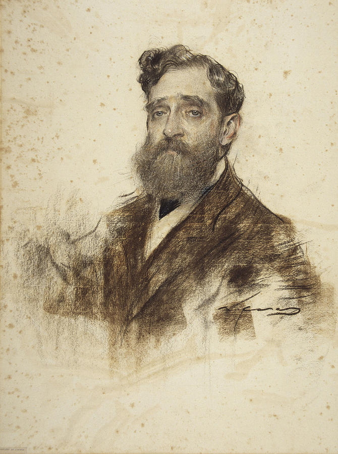 Portrait of Ignasi Janer Drawing by Ramon Casas