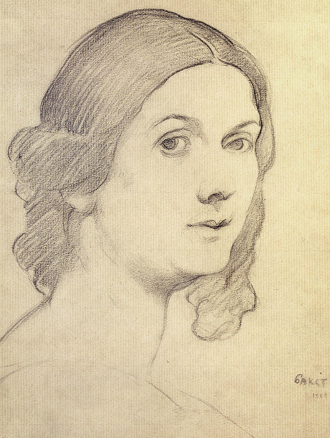 Leon Bakst Drawing - Portrait of Isadora Duncan by Leon Bakst