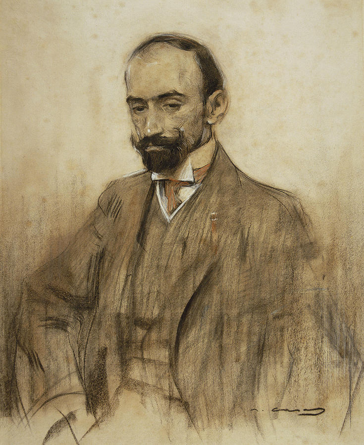 Portrait of Jacinto Benavente Drawing by Ramon Casas