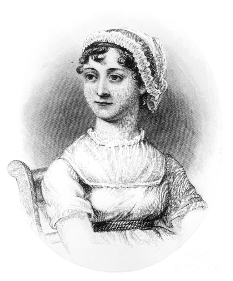Book Drawing - Portrait of Jane Austen by English School