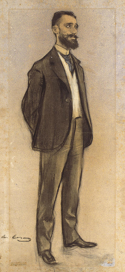 Portrait of Jaume Masso i Torrents Drawing by Ramon Casas