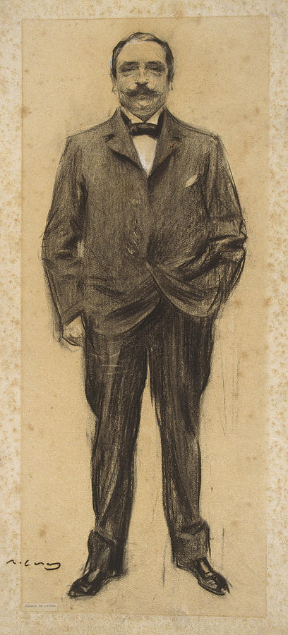Portrait of Jean-Antoine Injalbert Drawing by Ramon Casas