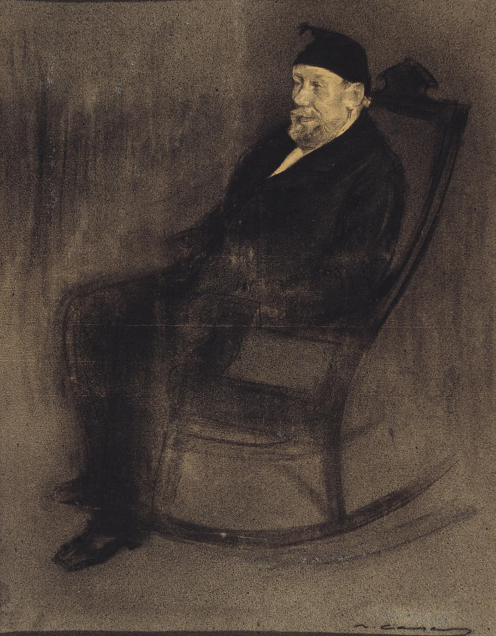 Portrait of Joan Mane i Flaquer Drawing by Ramon Casas