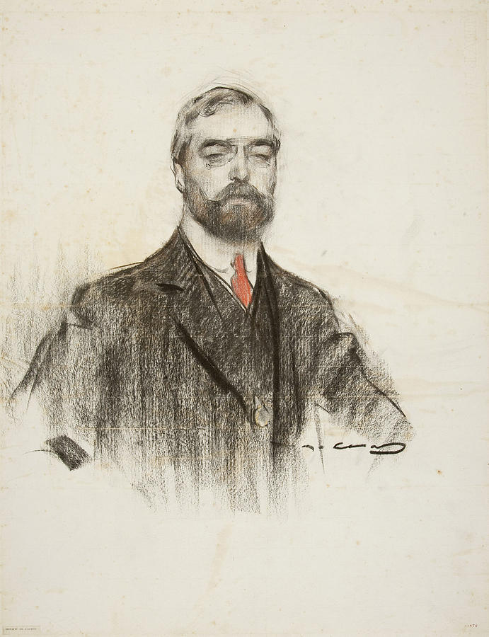 Portrait of Joaquim Casas i Carbo Drawing by Ramon Casas