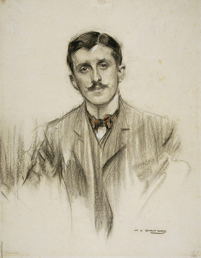 Charcoal Drawing - Portrait of Joaquin Alvarez Quintero by Ramon Casas