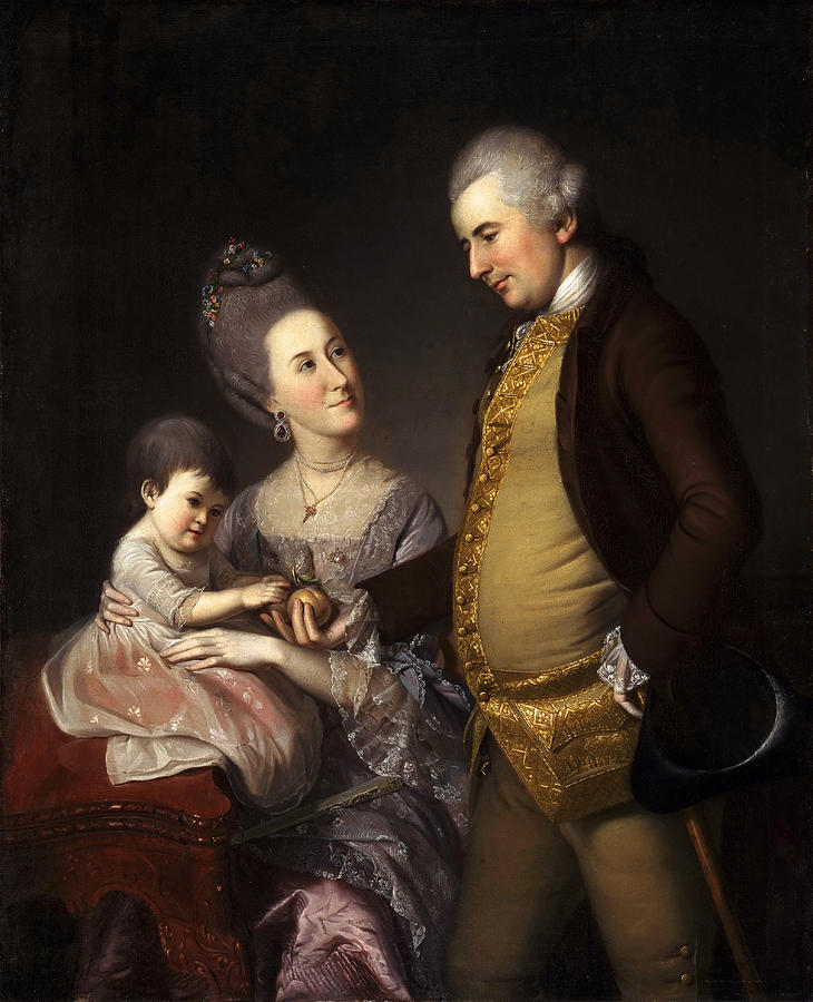 Portrait of John and Elizabeth Lloyd Cadwalader and Their Daughter Anne Painting by Charles Willson Peale