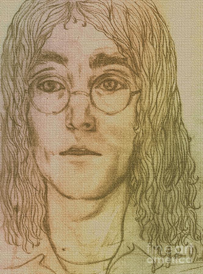 Portrait of John Lennon Pastel by Joan-Violet Stretch