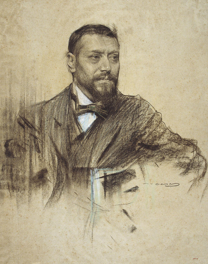 Portrait of Jose Francos Rodriguez Drawing by Ramon Casas