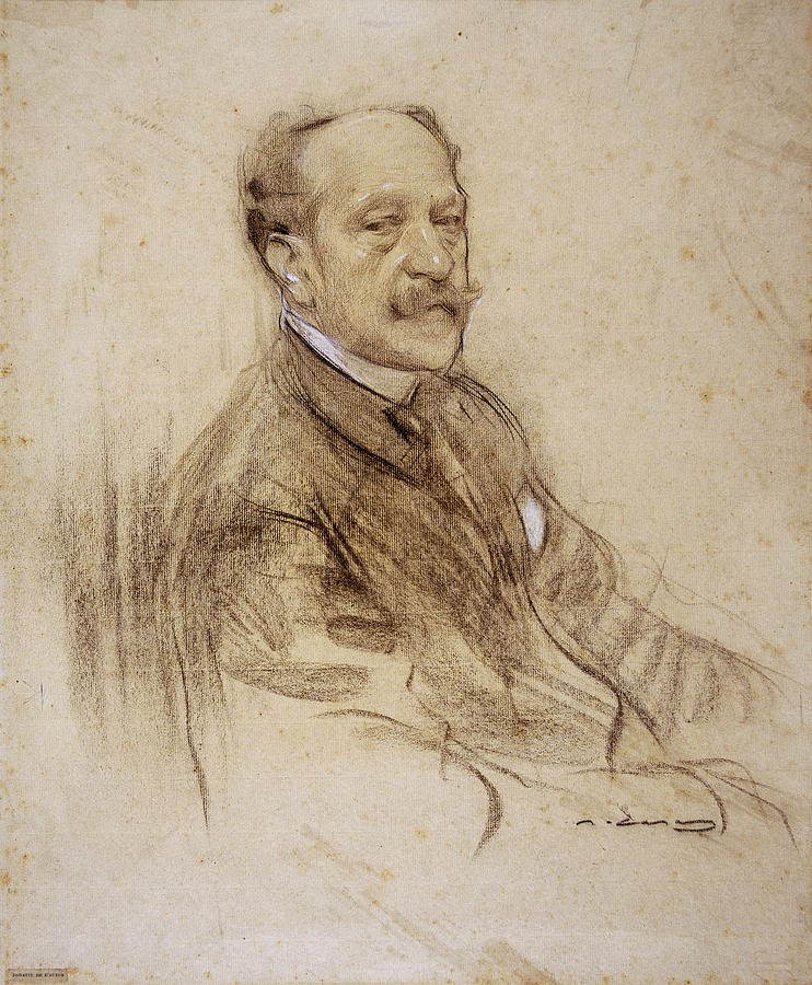 Portrait of Jose Villegas Drawing by Ramon Casas